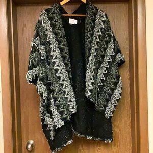 Cozy knit open poncho